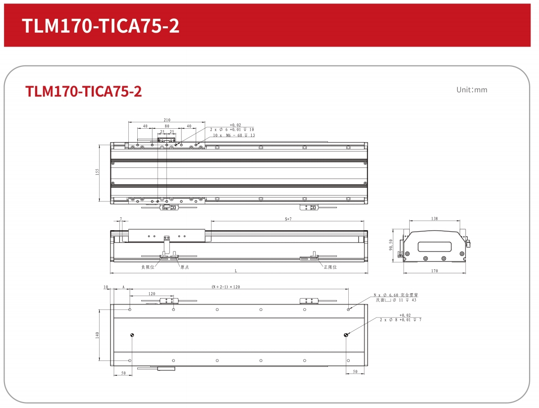 TLM170-TICA75-2 Linear Motor with Customizable Stroke and Compact Design
