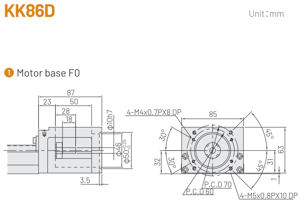flange of KK86D, <a href=https://www.involinkct.com/Ball-Screw-linear-Actuators.html target='_blank'>Ball Screw<a href=https://www.involinkct.com/products.html target='_blank'> Linear Actuators</a></a>, Linear Motion, Compact Actuator 